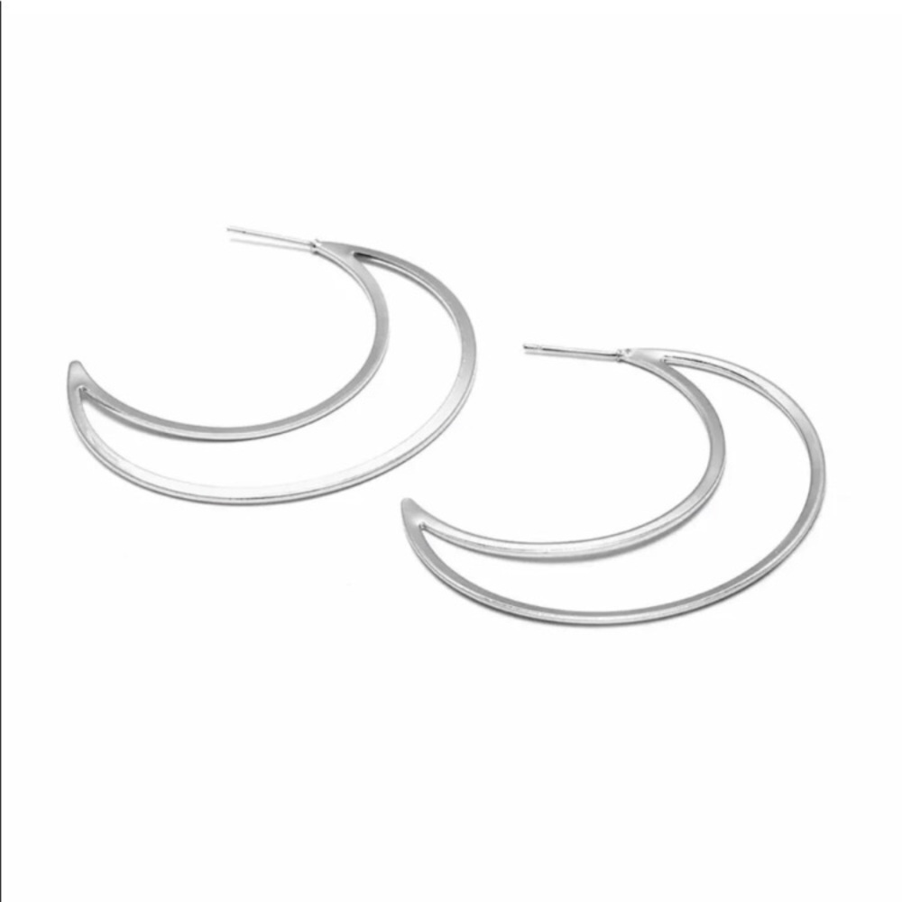 Crescent Moon Dangle Earrings - Picture 3 of 4